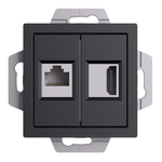 ATLASDESIGN РОЗЕТКА двойная HDMI+RJ45, кат.5Е, механизм, КАРБОН