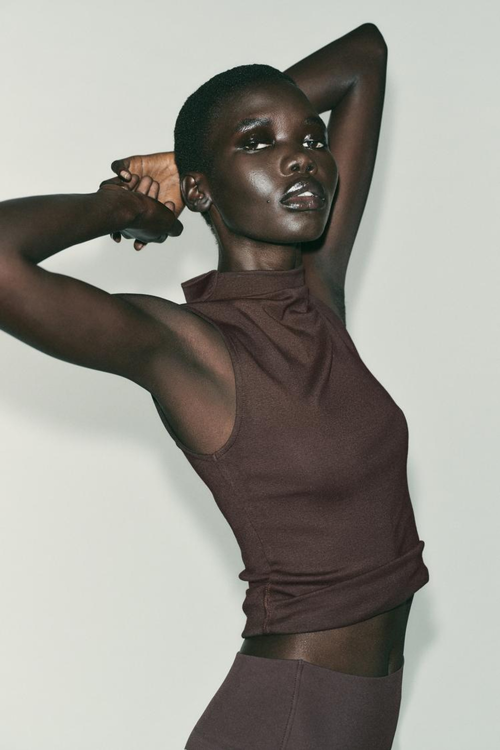 ZARA ТОП БЕЗ РУКАВОВ, ГРАНАТОВЫЙ