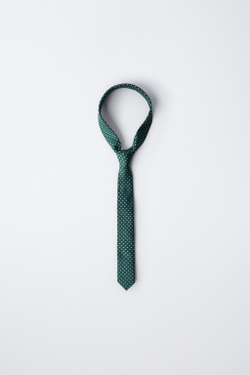 ZARA ГАЛСТУК С ПРИНТОМ, ЗЕЛЕНЫЙ/ЭКРЮ