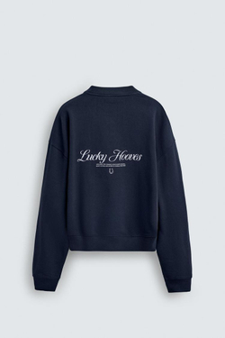 ZARA ТОЛСТОВКА CREWNECK С ПРИНТОМ «ЛОШАДЬ», МОРСКОЙ СИНИЙ