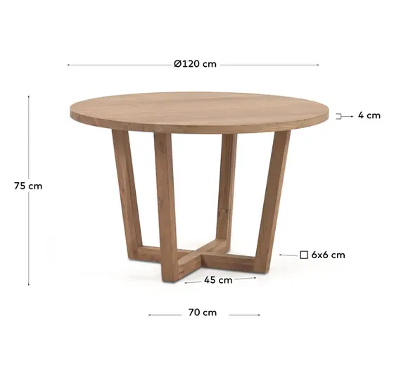 Стол Nahla Ø120 см из массива акации