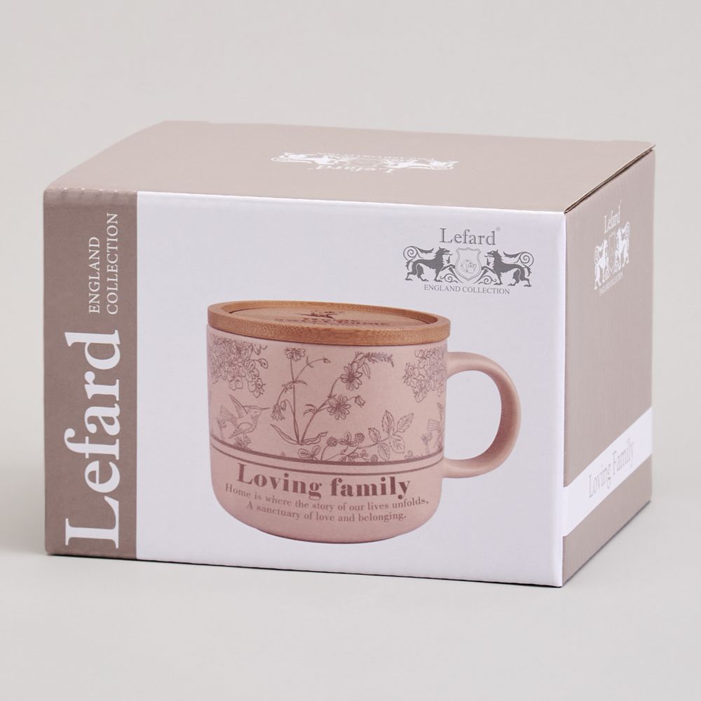 КРУЖКА LEFARD 400МЛ С БАМБУКОВОЙ КРЫШКОЙ "SWEET HOME" 9.6*8CM