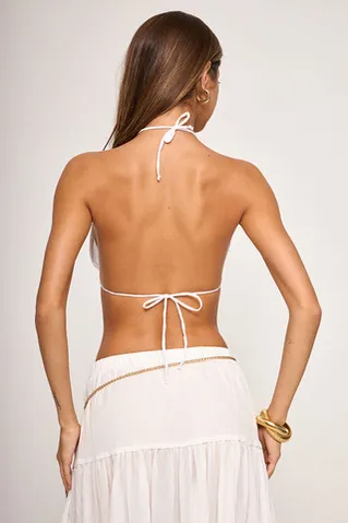 Топ из двух половин из жатого хлопка белого цвета