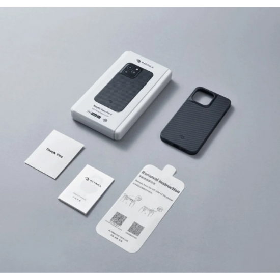 Противоударный чехол Pitaka MagEZ Pro 3 для iPhone 14 Pro Max (6.7"), черно-серый, кевлар (арамид)