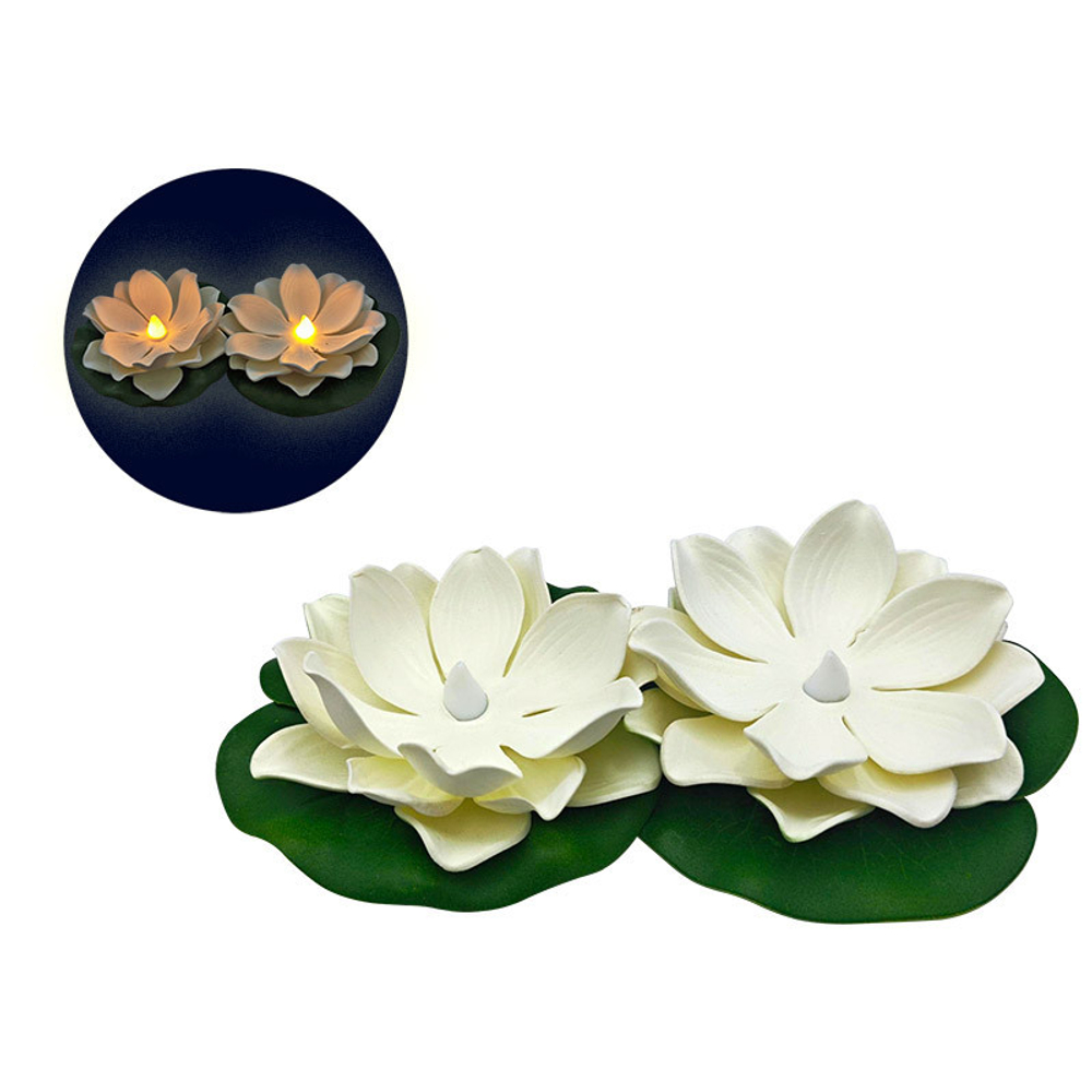 Фигурка прудовая "Кувшинка" 10см с подсветкой, белая (2шт)