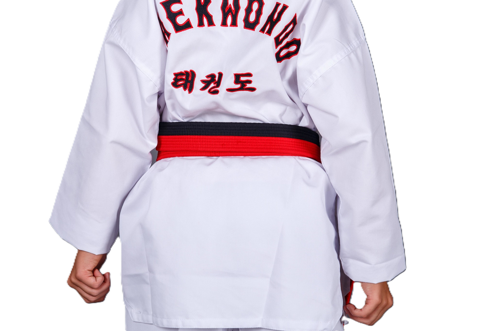 Пояс для тхэквондо ProfSport без вышивки (4 см) красно-черный