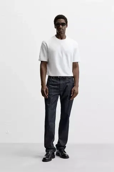 ZARA БАЗОВАЯ ФУТБОЛКА КЛАССИЧЕСКОГО КРОЯ, БЕЛЫЙ
