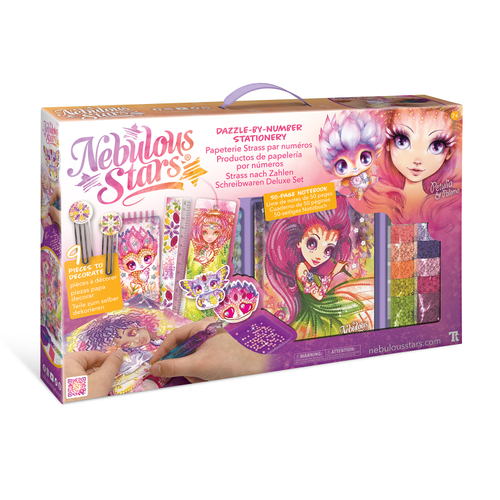 Подарочный набор канцелярских принадлежностей для декорирования стразами по номерам "Мерцание звёзд" Серия Petulia