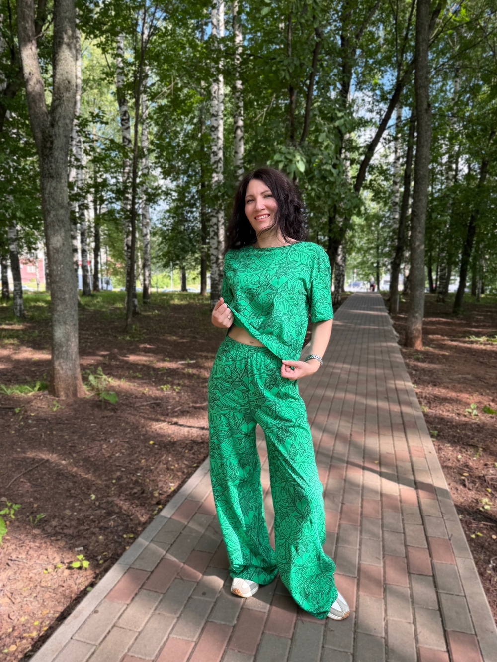 Костюм женский "Тропики зеленый К.П" брюки (ЮС)