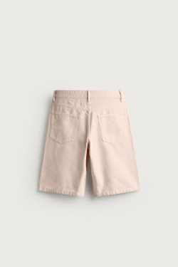 ZARA ДЖИНСОВЫЕ ШОРТЫ RELAXED FIT, РОЗОВЫЙ