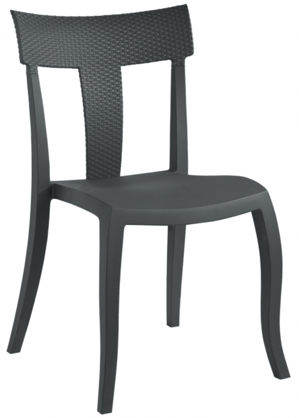 Стул пластиковый Papatya Toro-S Rattan, антрацит