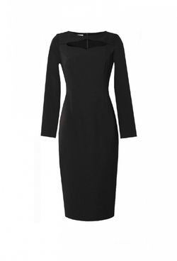 Платье футляр чёрное с фигурным вырезом горловины 18-01-19FW