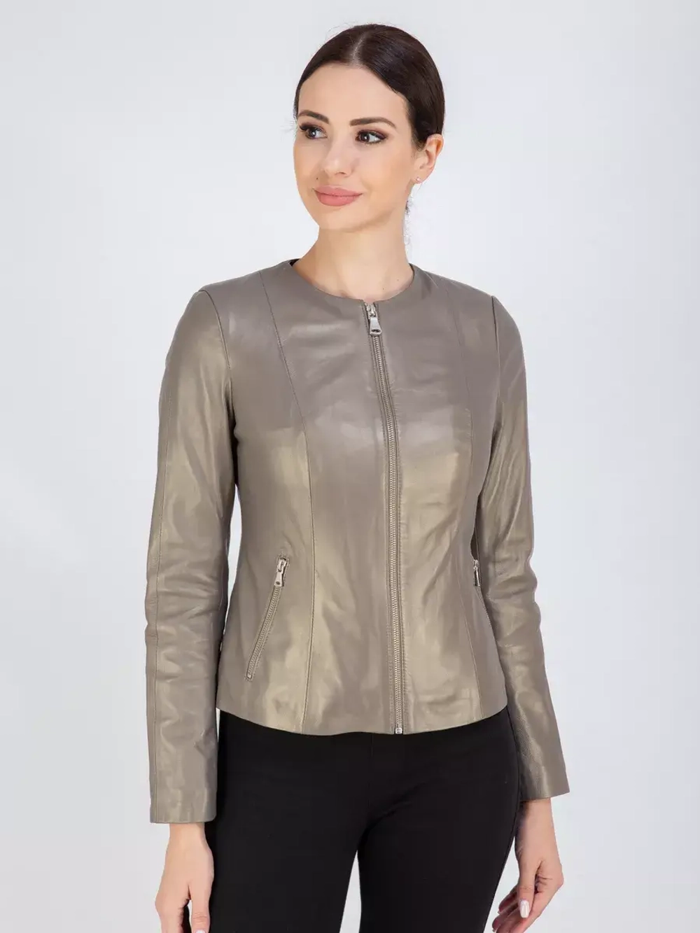 Кожаная куртка демисезонная на молнии