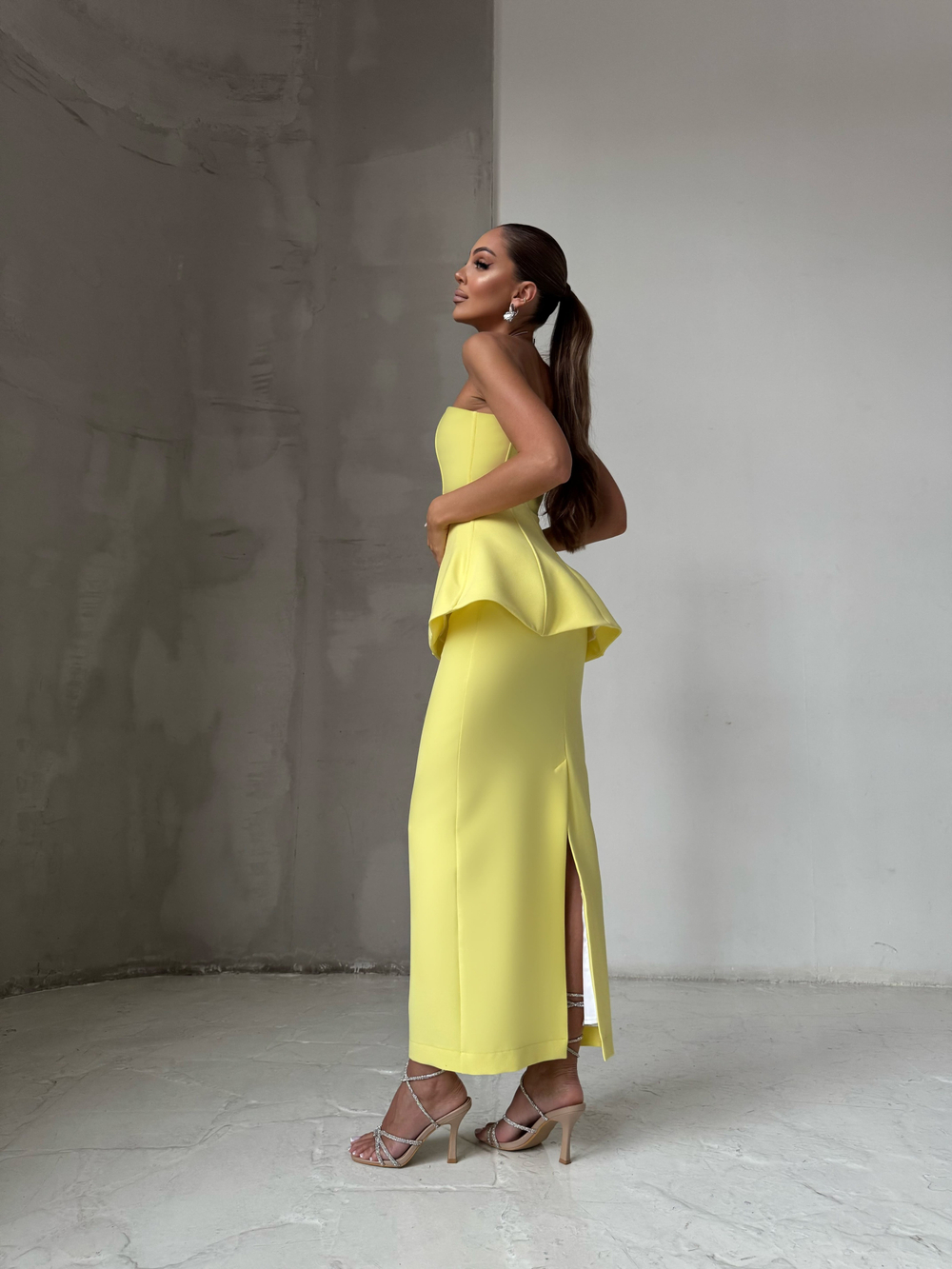 Юбка-макси желтая