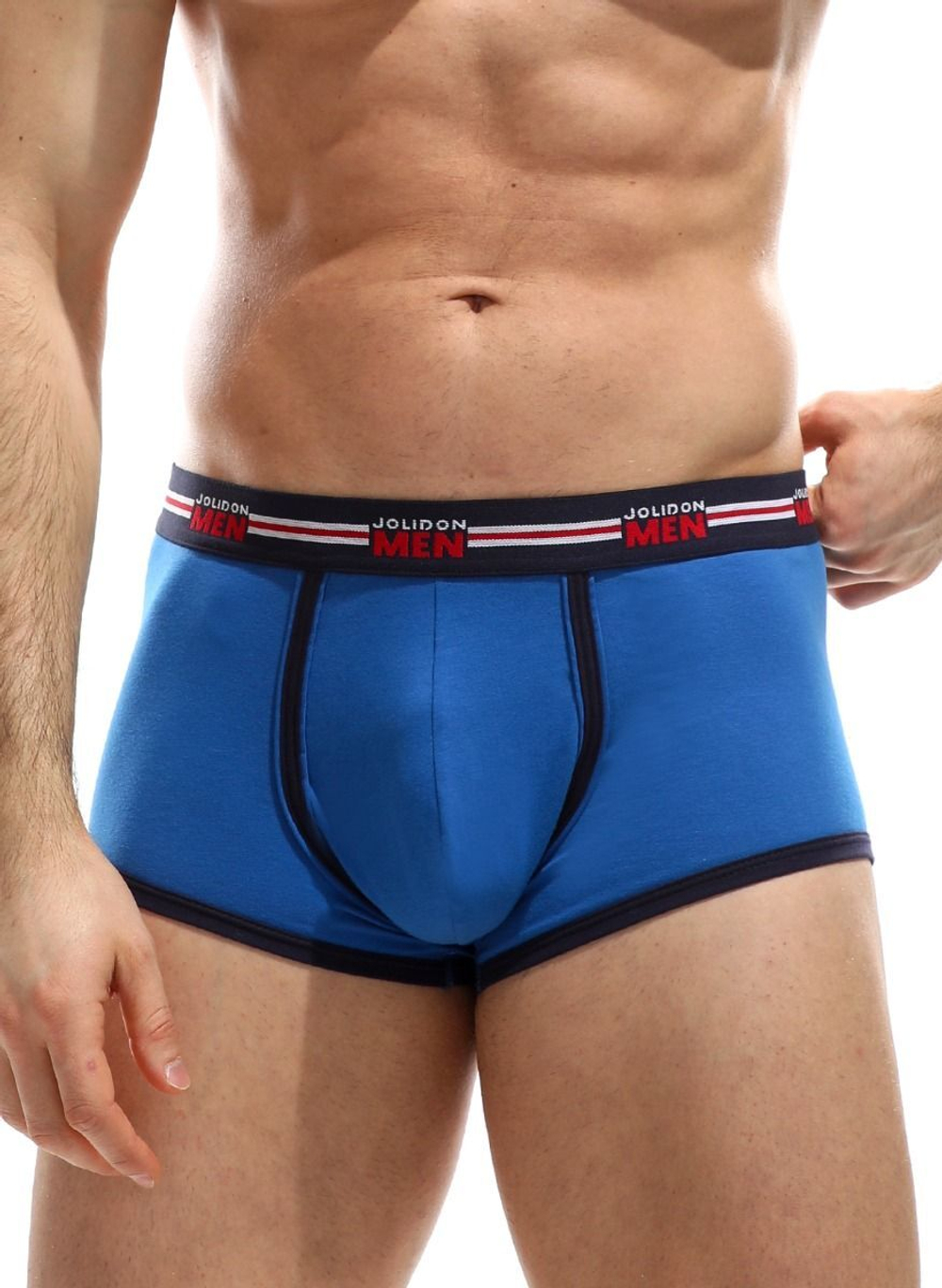 Мужские трусы-боксеры с логотипом Jolidon Men и контрастной тесьмой (Размер: XXL) (Цвет: синий)