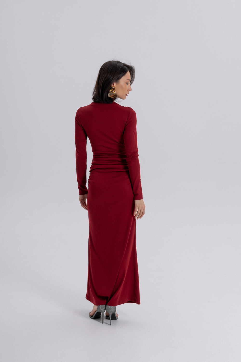 Платье драпировка вишня