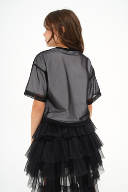 Футболка с сеткой укороченная, белая