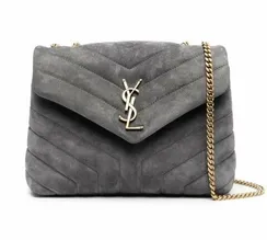 Маленькая сумка на плечо Saint Laurent Loulou серый