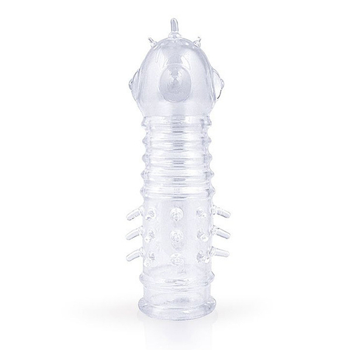 Закрытая прозрачная насадка 13,5см на пенис с выпуклостями и шипиками Bior Toys Sex Expert SEM-55198