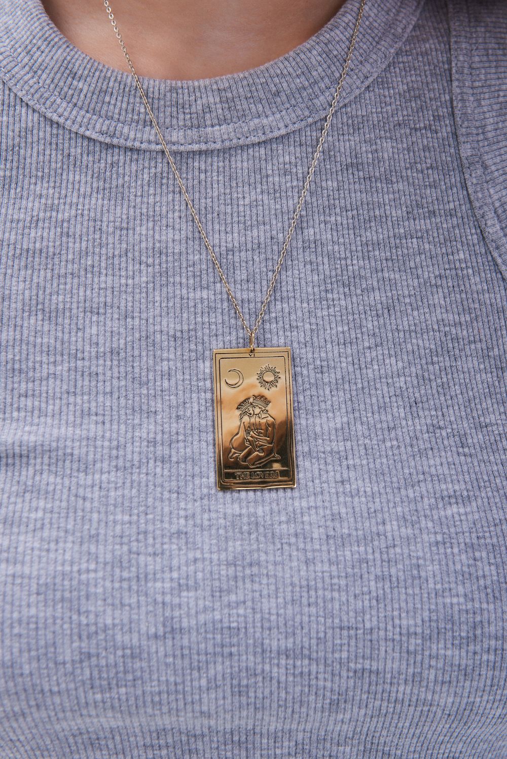 Подвеска карта таро Влюбленные большая позолота La Lune