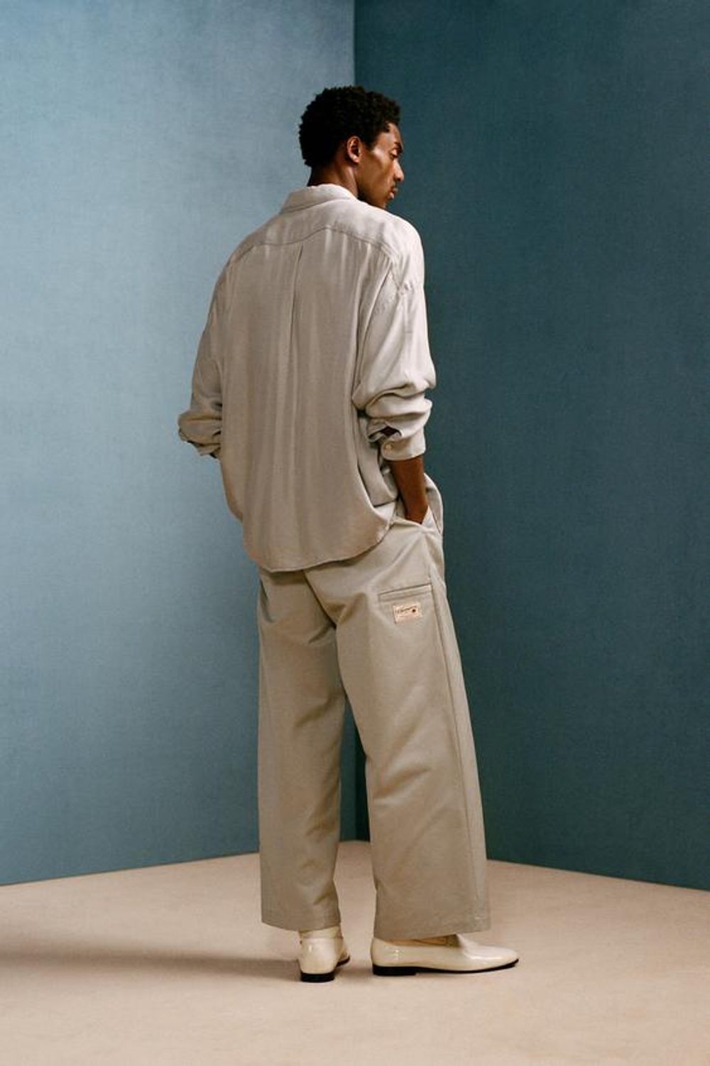 ZARA X WILLY CHAVARRIA ШИРОКИЕ БРЮКИ-ЧИНО, КРЕМОВЫЙ