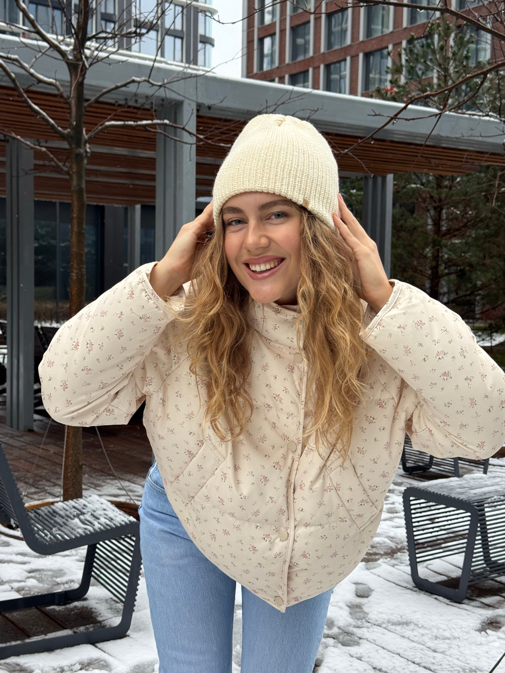 Пуховик Floral розовый