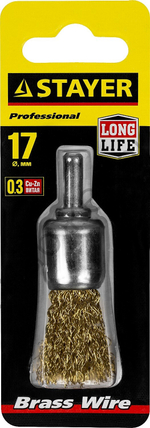 STAYER MAXClean 17 мм, витая латунированная стальная проволока, 0.3 мм, Щетка кистевая (35113-17)
