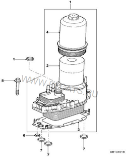 Корпус масляного фильтра с теплообменником в сборе для Jaguar, Land Rover / RVLT-LR040738