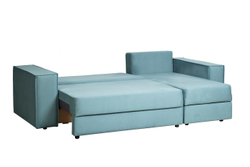 Диван трехместный раскладной угловой правый Garda Decor BERGAMO-3MR-1K-БИРЮЗОВЫЙ-Vel43