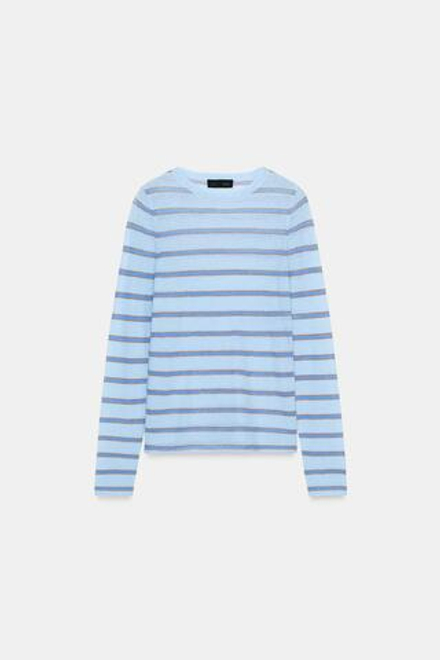 ZARA ДЖЕМПЕР ИЗ ШЕРСТИ В ПОЛОСКУ, ГОЛУБОЙ