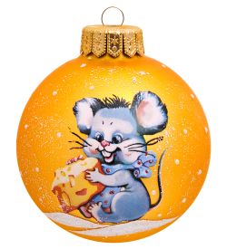 НФШ-1326/3 Ел. украшение Шар «Мышонок с сыром» 100 мм