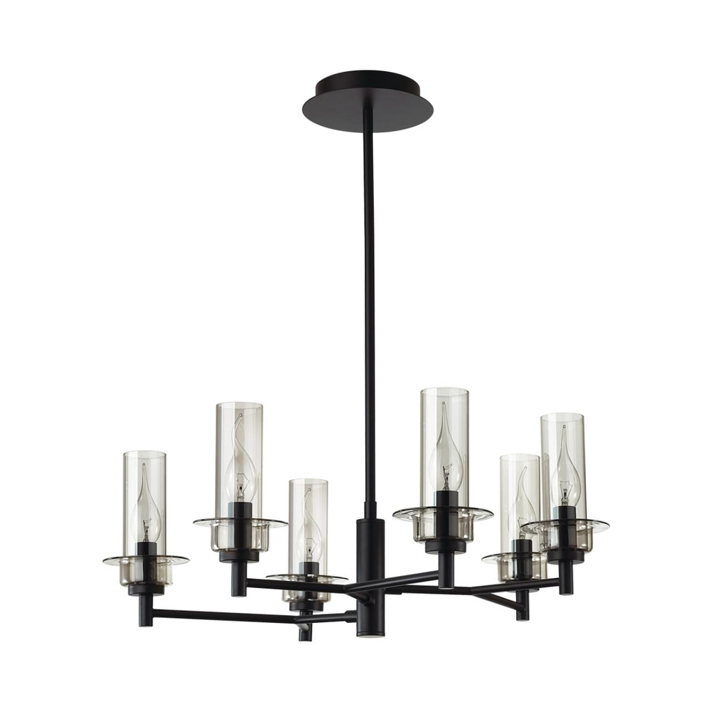 6555/6C CLASSI LN26 099 черный/дымчатый/металл/стекло Люстра потолочная E14 6*40W 220V MADONNA