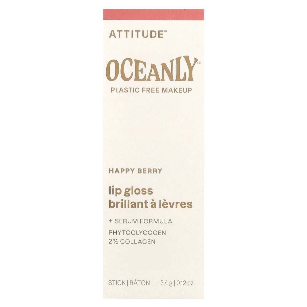 ATTITUDE, Oceanly ™, блеск для губ, Happy Berry, 3,4 г (0,12 унции)
