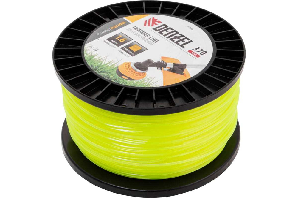 Леска FLEX CORD квадрат 1.6 мм, 370 м, на DIN катушке для триммера Denzel 96290