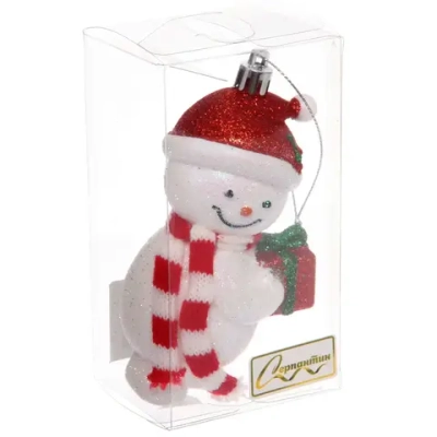 Елочная игрушка «Снеговик в шарфике» 6*4,5*12 см, Красный