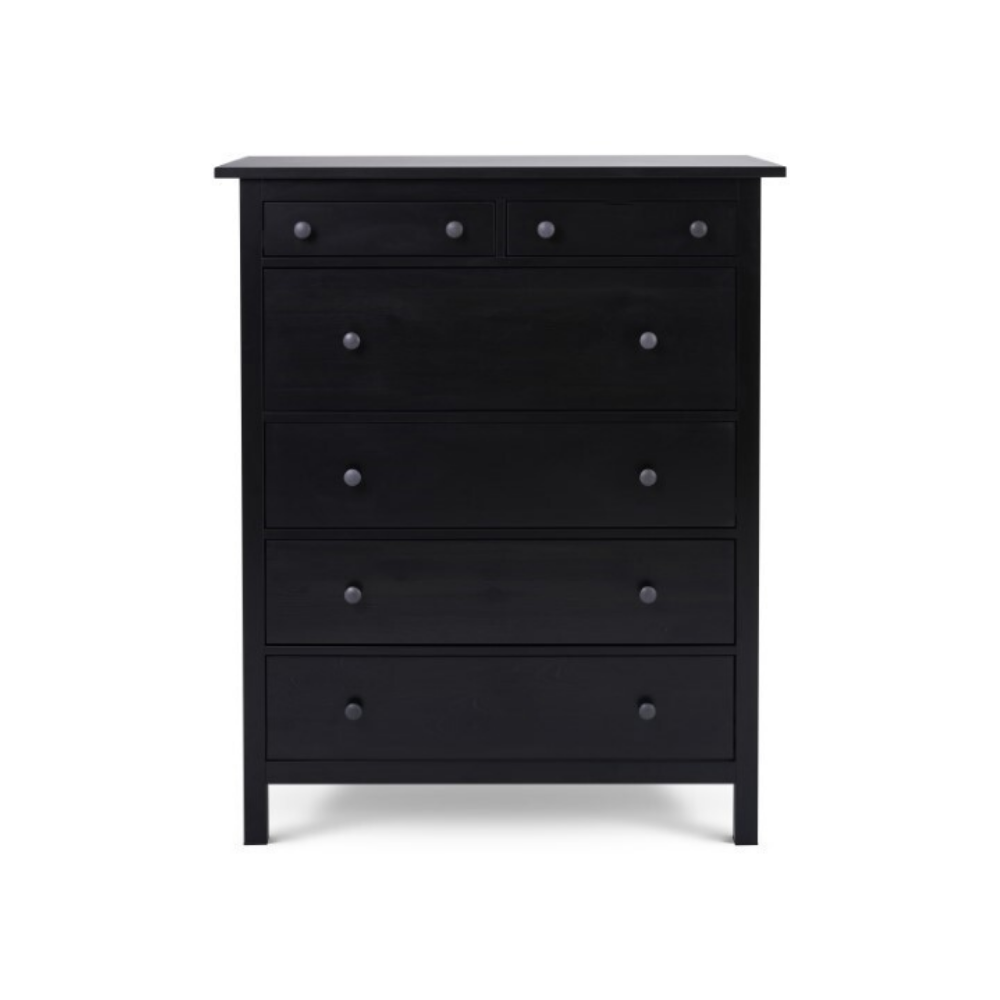 Комод с 6 ящиками деревянный, Хемнэс Hemnes/ Кымор, 108х50х131 см,черный