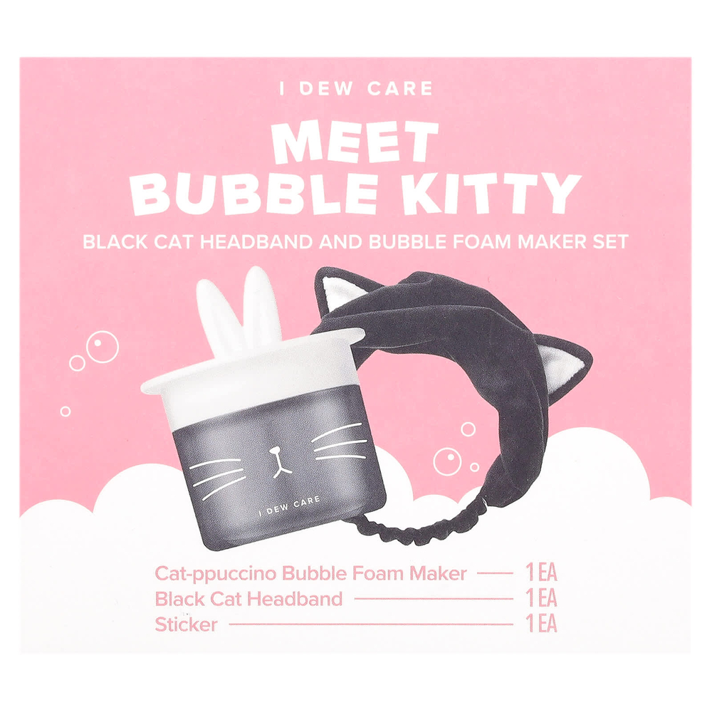 I Dew Care, Meet Bubble Kitty, набор для создания пены и повязки на голову Black Cat, набор из 3 предметов