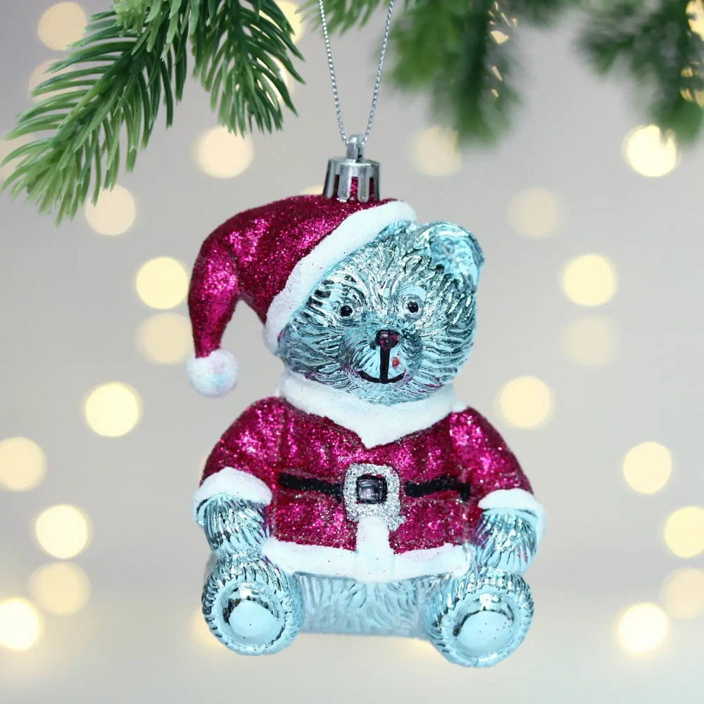 Елочная игрушка «Очаровательный мишка» 7*6*11 см, Голубой