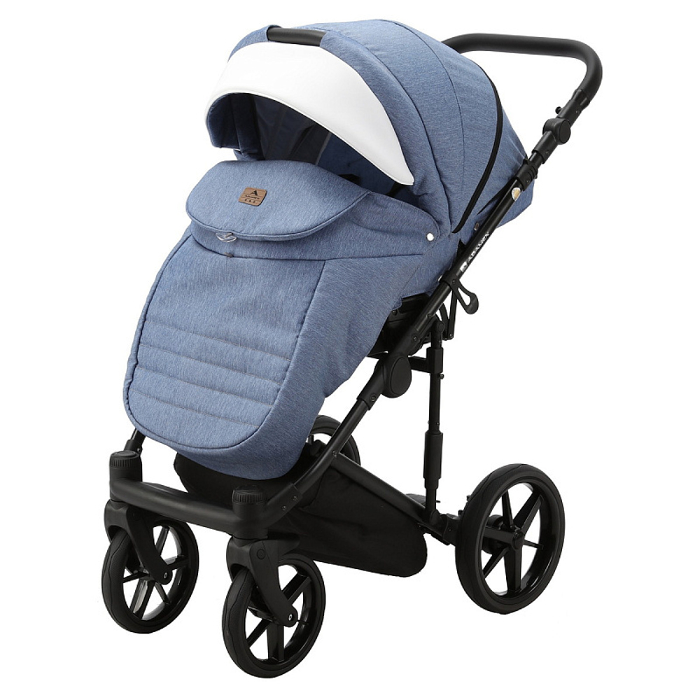 Детская коляска Adamex Amelia 2 в 1 AM239-TIP (ГОЛУБ.ДЖИНС.ТК.+БЕЛАЯ КОЖА)