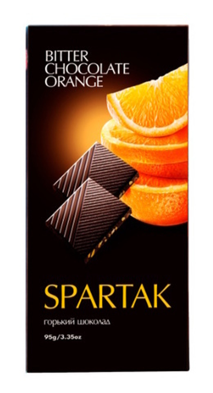 Шоколад горький с апельсином 95г. Спартак