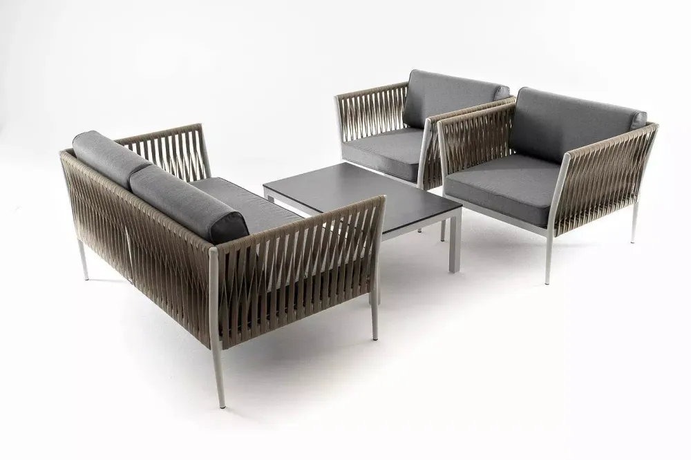 "Касабланка" лаунж-зона плетеная из роупа 4-местная, цвет серый