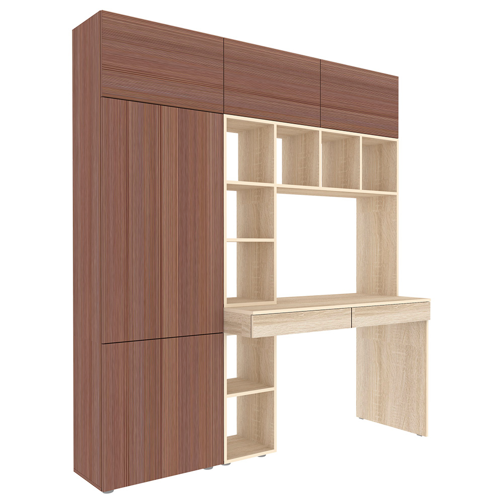 Стол письменный со стеллажом и шкафом КарИВи 1800 Дуб Сонома Бодего Темный