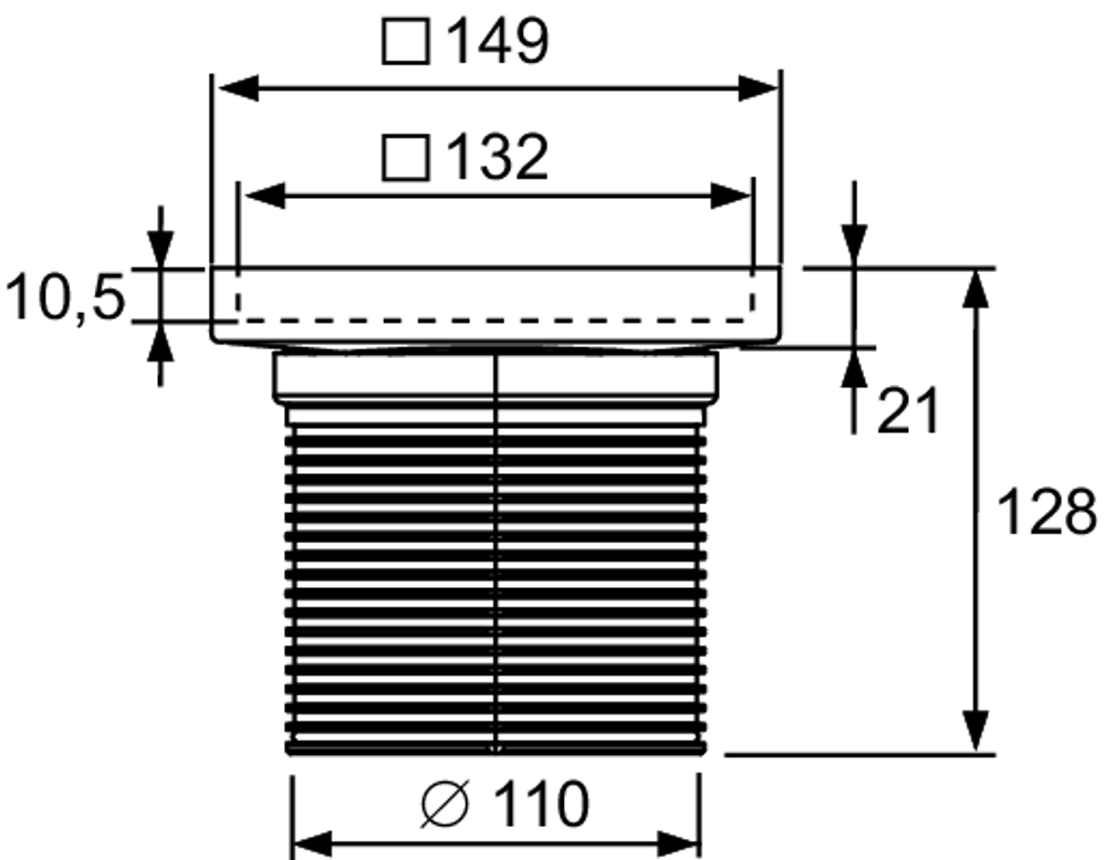 Основа для плитки TECEdrainpoint S "plate", 150 мм, нержавеющая сталь, в стальной рамке, с монтажным элементом