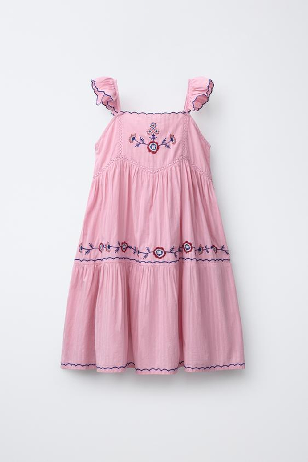 ZARA ПЛАТЬЕ С ВЫШИВКОЙ, КЛУБНИЧНЫЙ