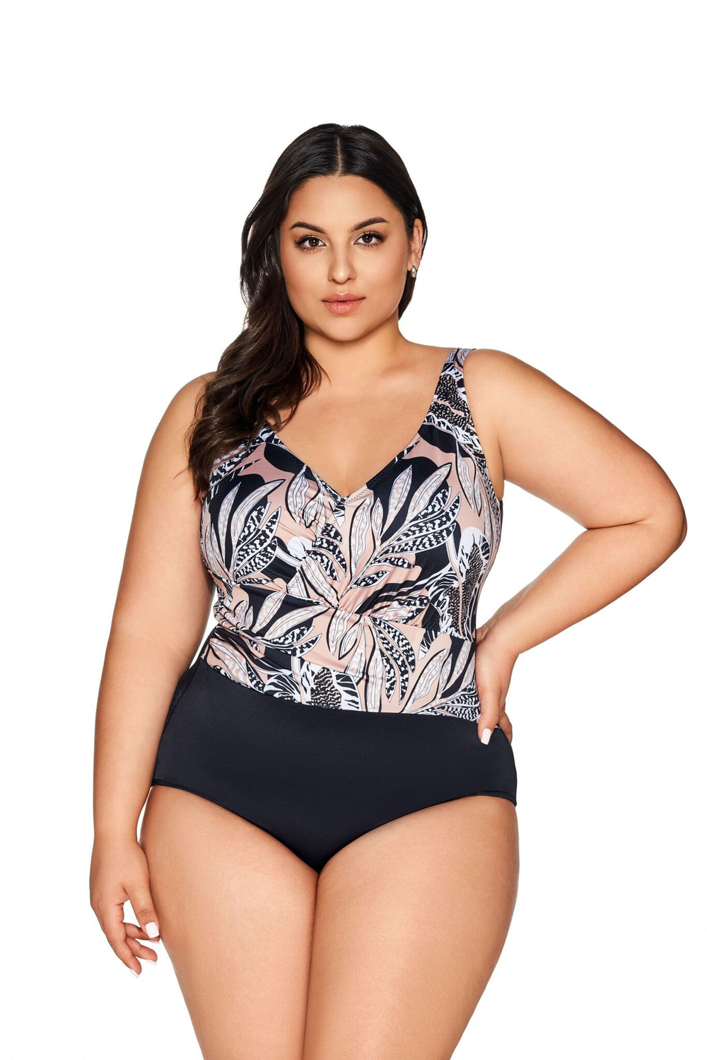 Оригинальный купальник с мягким лифом на запах (Размер: 85B) (Цвет: кофейный)