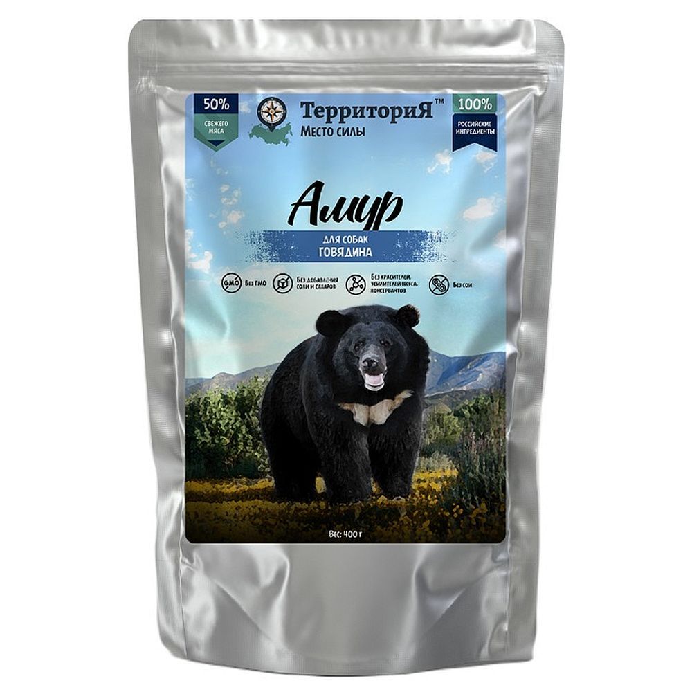 Влажный корм ТерриториЯ Амур для собак, Говядина, пауч 400г Влажный корм ТерриториЯ Амур для собак, Говядина, пауч 400г