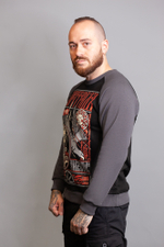 Свитшот Варгградъ мужской чёрно-серый «Железный Ливень» без начёса