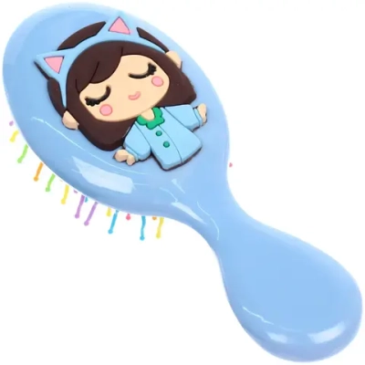 Расчёска массажная детская «Little darling», Милая Аннет, цвет нежно - голубой, разноцветные зубчики, 13,8*6см (пакет с подвесом)