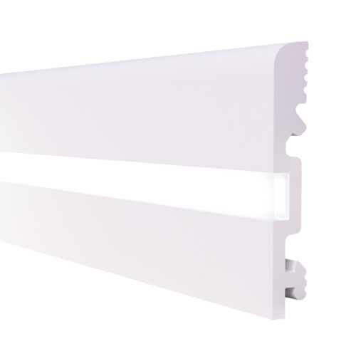 Плинтус дюрополимерный под покраску Solid 1 UHD15/90CL Белый с LED рассеиватель 90х14х2400 мм