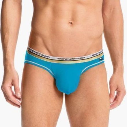 Мужские трусы слипы синие Andrew  Christian  Vibe Blue AC3-M086